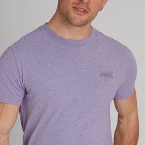 100% ORGANIC COTTON! Superdry Light Purple Men's Short Sleeve Basic Tee